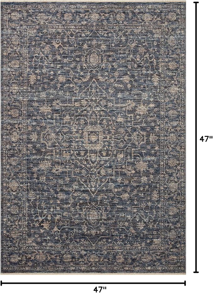 Loloi II Sorrento Collection SOR-01 Midnight/Natural 3'-11" x 3'-11" Round Accent Rug