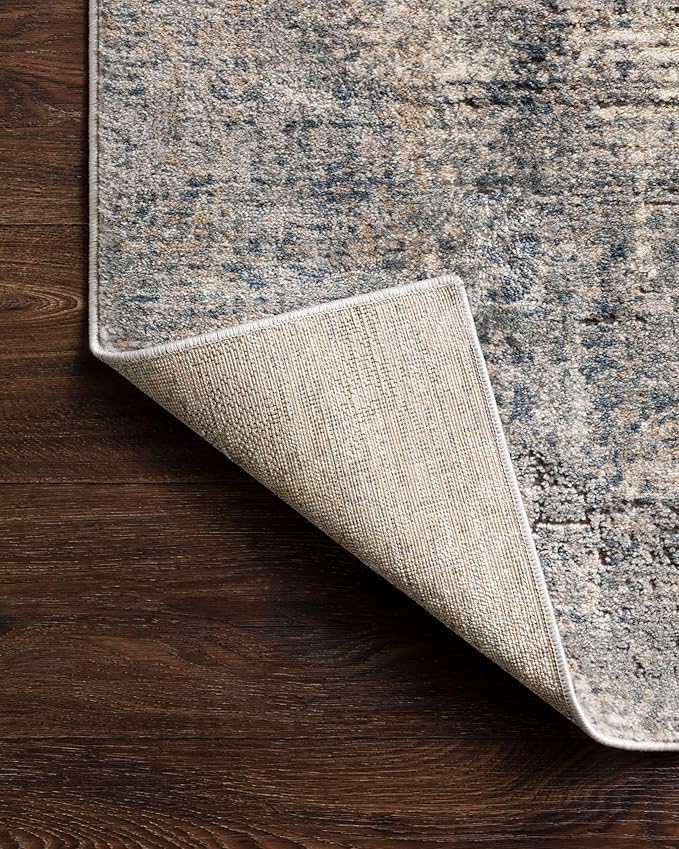 Loloi Teagan Collection TEA-05 Denim/Slate 3'-4" x 5'-7" Accent Rug, Large, Soft Neutral Rug, High-Traffic for Living Room, Bedroom, Home Office, Dining Area