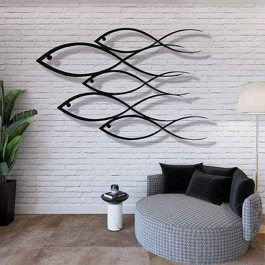 DEKADRON Metal Wall Decor, Fish Family,Home Decoration,Wall Sign, Metal Wall Art, Interior Decoration, Indoor Outdoor Hangings (18" W x 12" H / 45x30cm)