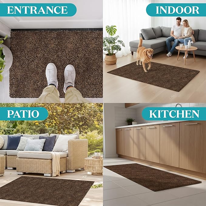 RugMast Premium Microfiber Indoor Door Mat – 36"x72" Washable Entry Mat, Non-Slip, Waterproof Backing, Super Absorbent, Low Profile Entryway Doormat for Indoor Entrance