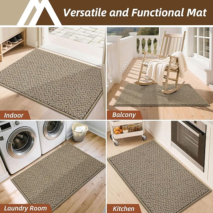 COSY HOMEER Door Mat 20" x 32",Non Slip Absorbent Entryway Rugs,Dirt Trapper Doormats,Washable Entrance Mats,Low Pile Welcome Floor Mat for Front Back Door and Entry Mats,Taupe