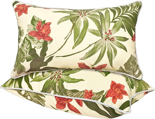 JMGBird Outdoor Lumbar Pillows Set of 2, 12×20 Outdoor Pillows (Grass)