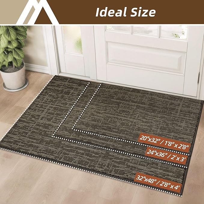COSY HOMEER-Dirt-Trapper-Door-Mat 32"x48" Non-Slip Entryway Rugs,Washable Welcome Mat,Absorbent Entrance Mats,Low Pile Dog Door Mats for Front Back Doomats and Wet Shoes,Light Brown