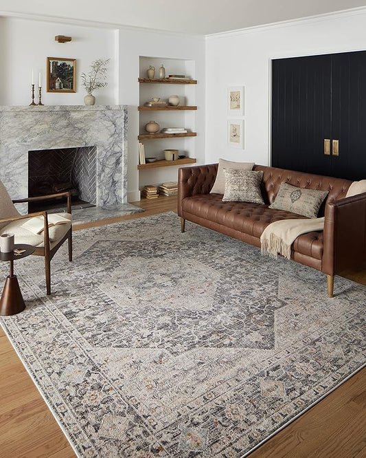 Loloi Monroe Collection MON-01 Charcoal/Multi 2'-6" x 5'-9" Accent Rug