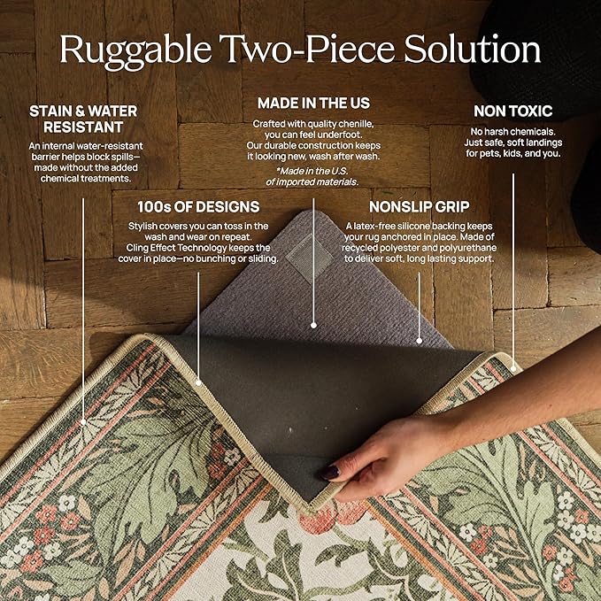 RUGGABLE x Jonathan Adler Machine Washable Modern Area Rug – Venom Neutral 2x3, Stain-Resistant, Non-Slip – Small Rugs for Living Room, Bedroom, Hallway, Entryway & Bathroom–with Standard Pad