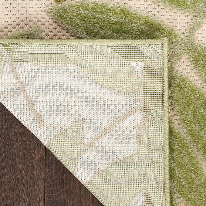 Nourison Home Aloha Ivory Green 3'6" x 5'6" Area Rug - Easy Clean, Non Shedding, Bed Room, Living Room, Dining Room, Kitchen (4' x 6')