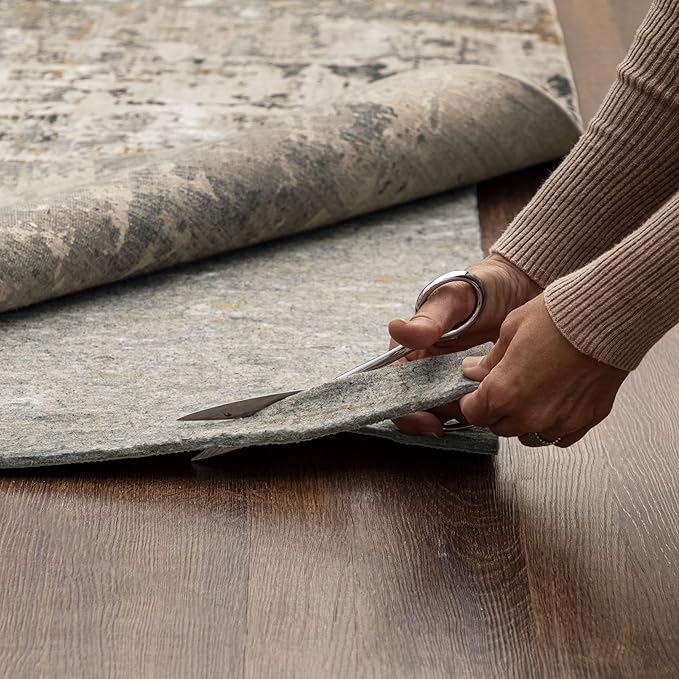 Mohawk Home 8' x 11' Non Slip Grip Rug Pad 3/8" Thick Dual Surface Felt Cushion + Rubber Gripper - Safe for All Floors