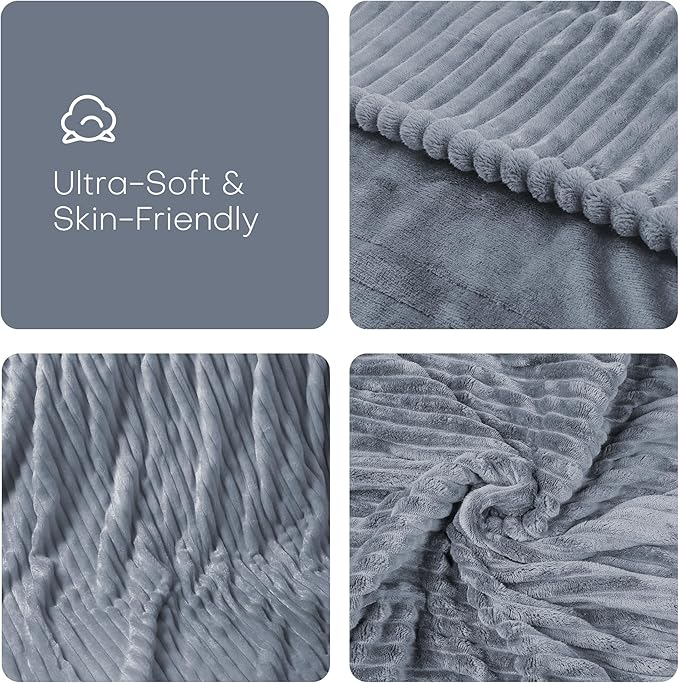 Electric Heated Blanket Full Size 72"x84" with Cozy Flannel, 6 Heat Settings & 10 Hours Auto Off, Soft & Cozy Warming Throw for Home, Office, or Bed, Machine Washable, Grey