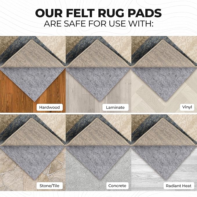 Superior Indoor Area Rug Pad, Non-Slip, Non-Skid, Floor Protector, Hardwood and Tile Floor Padding, Furniture Protector Pad, Carpet Gripper Mat, Felt and Rubber Rug Grip, Lima Collection, 4' x 6'
