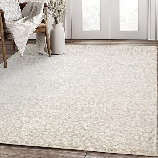 Abani Beige Cheetah Print Area Rug Rugs, Arto Collection - Contemporary Durable Accent Rug (2'x3')