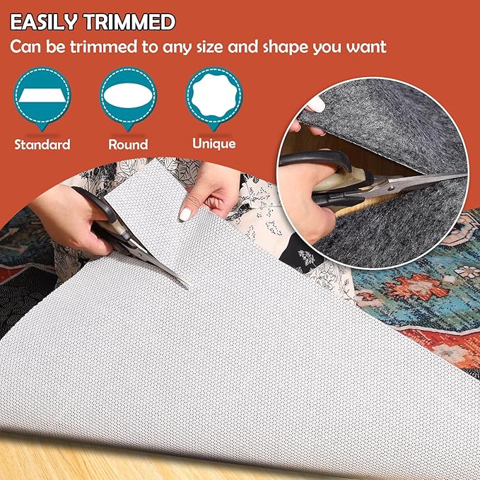 Waterproof Rug Pad, Thick 2x10 Ft Under Area Rug Carpet Pad, Non Slip Rug Pads for All Floors and Hardwood Floors Finishes, Keep Carpets in Place Soft and Prevent Rug from Wrinkling or Buckling