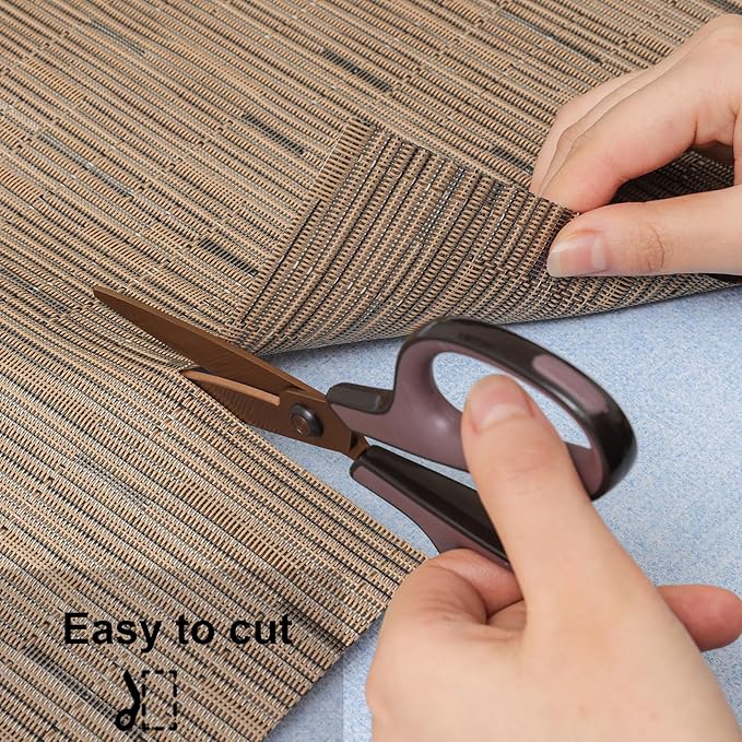 Myir JUN Placemats Set of 4, Vinyl Woven Placemats Place Mats Indoor Set of 4 Washable Table Mats Non-Slip Place mats for Dining Table (Light Brown, Set of 4)