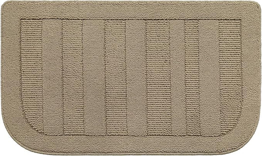 BEQHAUSE 24x40 Inch Kitchen Rug Mat Durable Kitchen Rugs Non-Slip Washable Absorbent Kitchen Mats for Floor Dirt-Resistant Semicircular Kitchen Mat (Beige)