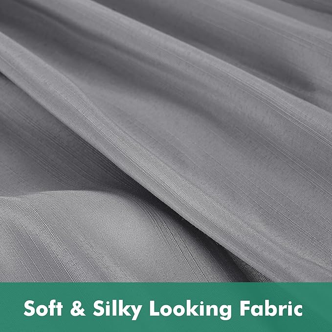 Biscaynebay Wrap Around Bed Skirts with Split Corners for King Beds 14" Drop, Silver Grey Elastic Dust Ruffles Adjustable Easy Fit Wrinkle & Fade Resistant Silky Luxurious Fabric Machine Washable