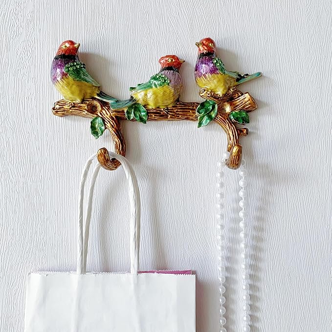 Vintage Bird Shaped Decorative Wall Hook Rack Hanger for Hanging Clothes Coats Towels Keys Hats, 1 Pack Antique Metal Mounted Wall Hook