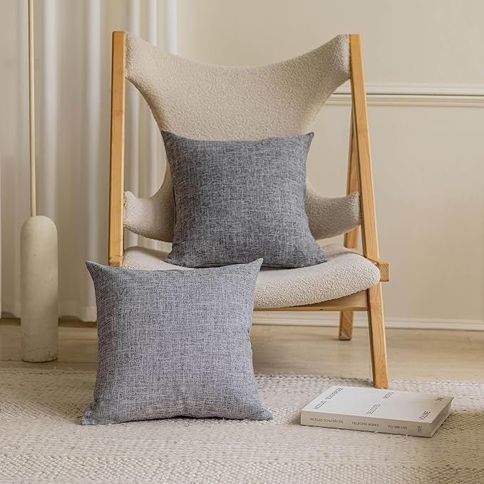 Home Brilliant Linen Throw Pillow Cover 18x18 Decorative Throw Pillow for Bed, Couch, Sofa, Living Room, 1 pc, Ash Grey