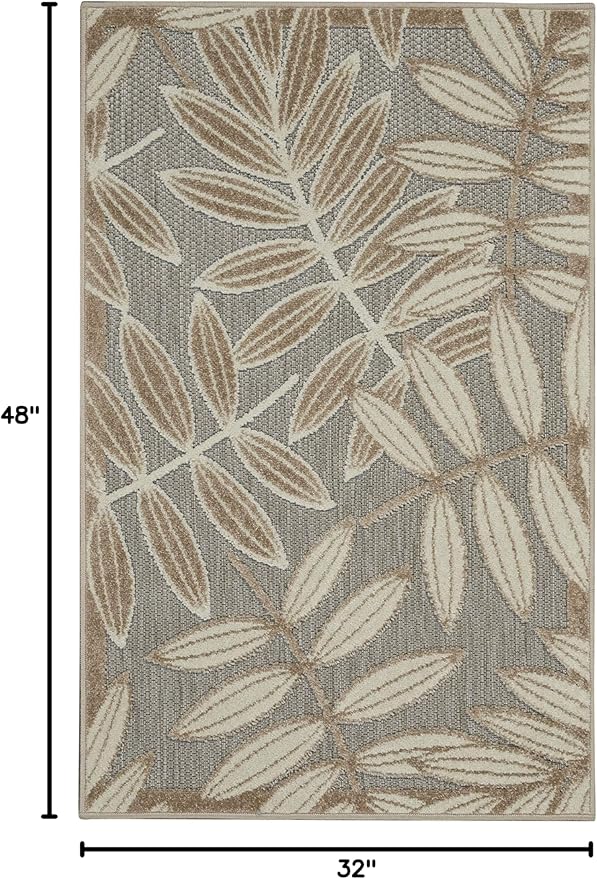 Nourison Home Aloha Natural 2'8" x 4' Area Rug - Easy Clean, Non Shedding, Bed Room, Living Room, Dining Room, Kitchen (3' x 4')