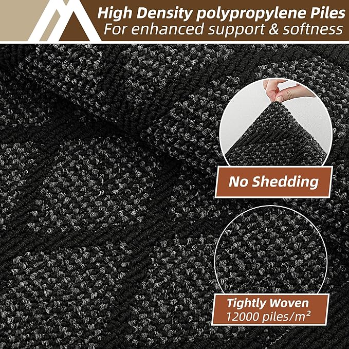 COSY HOMEER Kitchen Rug Non Slip Washable, 24"x60" Absorbent Kitchen Mats for Floor, Runner Rugs for Kitchen Floor, 100% Polypropylene Kitchen Sink Rug (Black)
