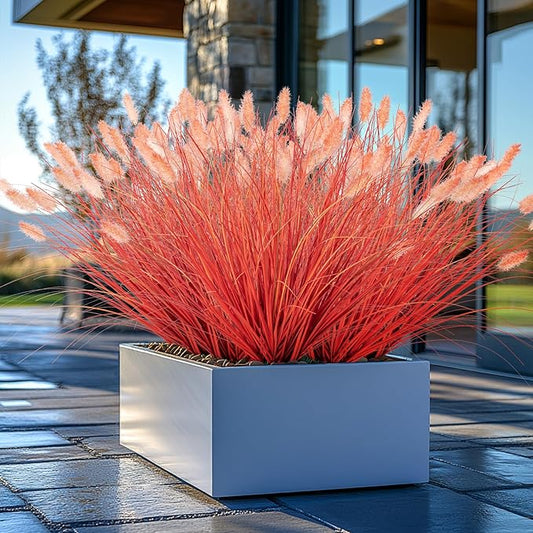 Fake Grass Fall Flowers Artificial Shrubs Artificial Grass Wheatgrass Cattails Fake Grass Decorations Artificial Plants Ornamental Grass Outdoor Grass Green Leafy Decorations (12PCS)Orange