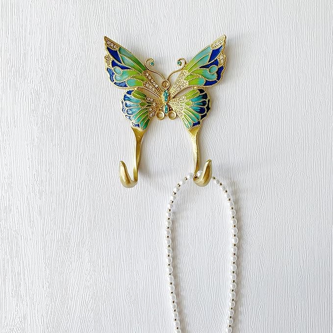 Vintage Butterfly Shaped Decorative Wall Hook Rack Hanger for Hanging Clothes Coats Towels Keys Hats, 1 Pack Antique Metal Mounted Wall Hook