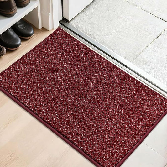 COSY HOMEER-Door-Mat 20" x 32" Non Slip Absorbent Entryway Rugs Dirt Trapper Doormats Washable Entrance Mats Low Pile Welcome Floor Mat for Front Back Door and Entry Mats,Red