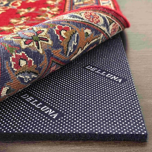 DELLUNA Non-Slip Area Rug Pad 1/4" Thick Double Side Rubber + Felt, 2.5'x10' Premium Deluxe Cushioned- Safe for All Floors, Adds Comfort and Protection, Ultra Strong Grip, Stop Rug from Moving.