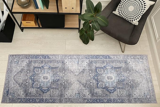 RugOver Machine Washable Area Rug, Pet-Friendly and Non-Slip Indoor Carpet for Kitchen, Bathroom, Living Room, Home Floor Decoration(Seal/Space, 2'6" x 6'6")