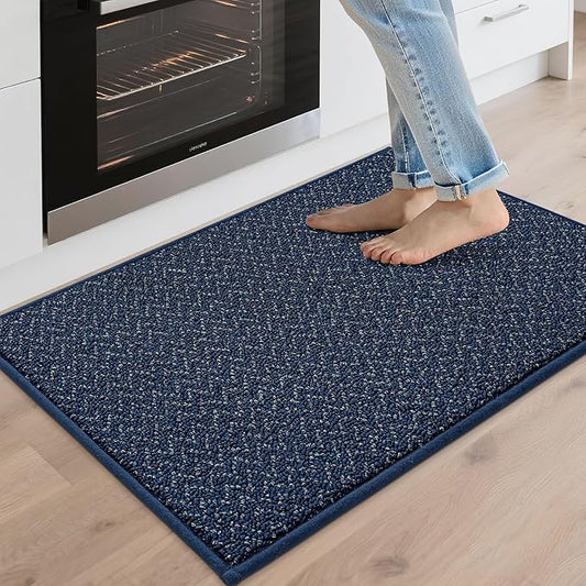 COSY HOMEER Kitchen Rugs 20"x32" Non-Slip Kitchen Mats for Floor Absorbent Stain Resistant Kitchen Floor Mat Machine Washable Rugs for Kitchen,Hallway,Sink,Navy Blue
