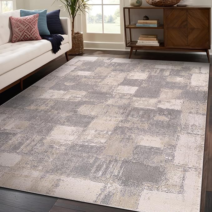 Beverly Rug Living Room Rug 6x9 Modern Luxury Ultra Soft Vintage Indoor Area Rugs for Kitchen Dining Room Stain Resistant Non Shedding Indoor Carpet Alfombras para Salas Modernas (6 x 9 Gray)