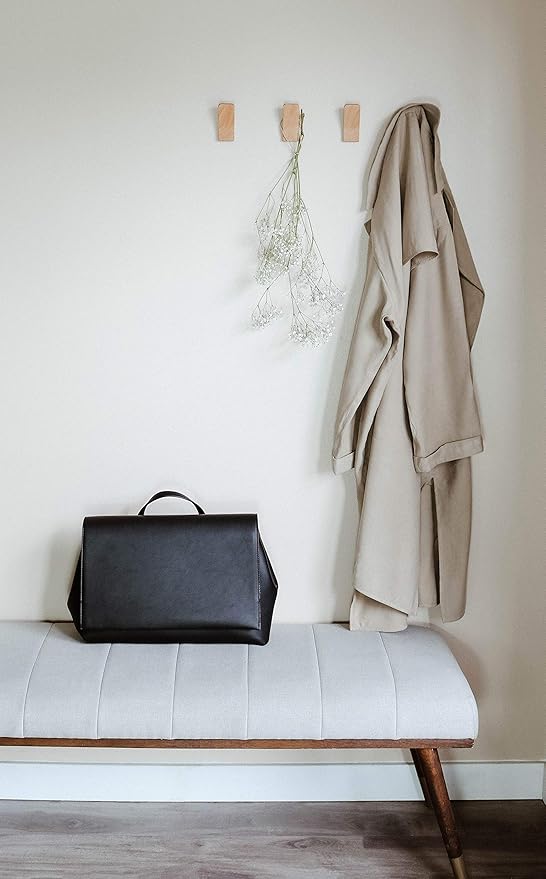Magnifico Wooden Wall Hooks – Set of 2 – Rustic Wood Coat Hooks for Hanging Towels, Hats, Bags, Purse, Backpack, Keys, Robe – Scandinavian Minimalistic Rustic Bathroom & Entryway Hooks (Beech Wood)