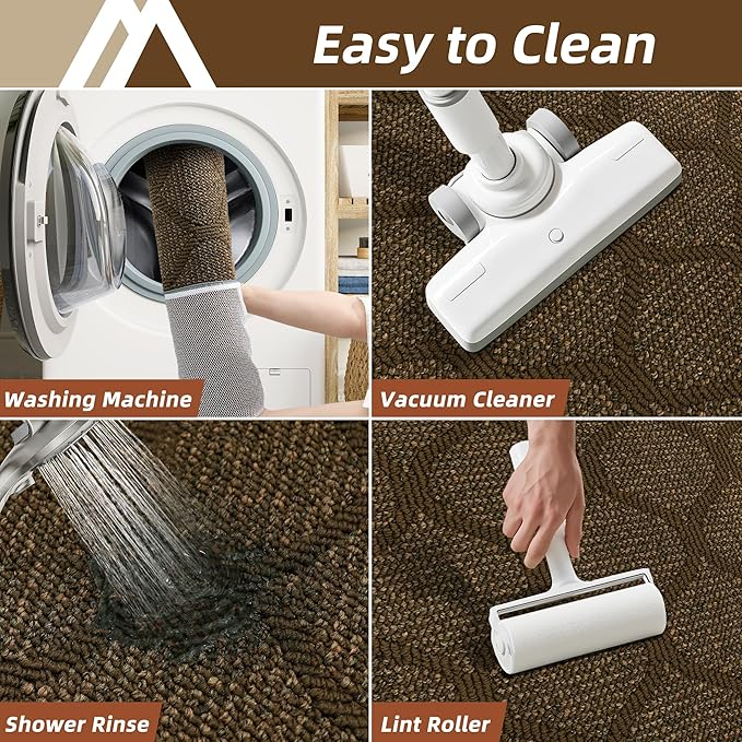 COSY HOMEER Kitchen Rug Non Slip Washable 24"x48", Absorbent Kitchen Mats for Floor, Runner Rugs for Kitchen Floor, 100% Polypropylene Kitchen Sink Rug (Brown)
