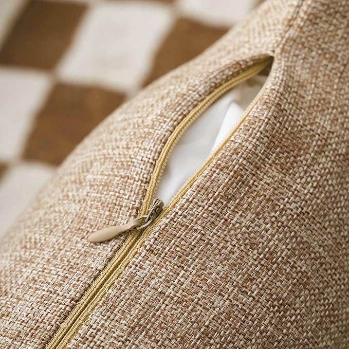 Home Brilliant Linen Throw Pillow Cover 20x20 Decorative Pillow Cover Beige for Couch Sofa Cushion Cover, 20x20 inch (50cm), Natural Linen