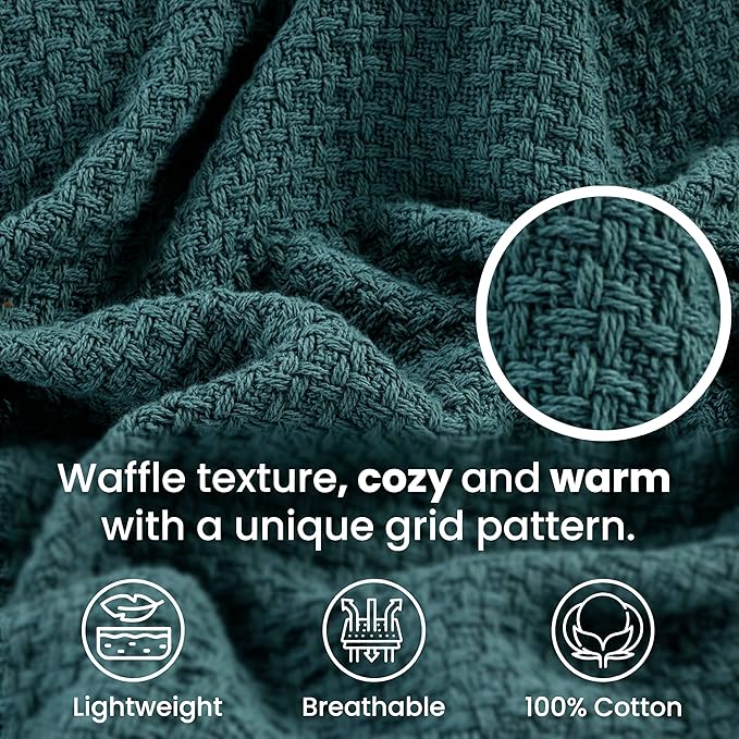 HILLFAIR 100% Cotton Blanket California King Size for Bed, Soft Lightweight & Breathable Summer Cal King Size Cotton Blankets, Premium Cozy Throw Layers for Bed, Couch and Sofa: Wedgewood (102"x108")
