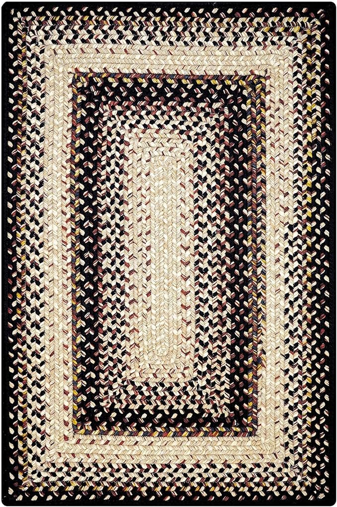 Black Mist Black Braided Rug 2' x 3' Rectangle - Indoor & Outdoor - Rustic Country Decor for Bathroom, Entryway, Everywhere