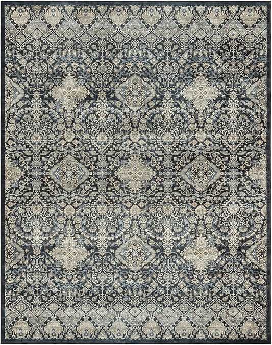Gertmenian Indoor Boho Accent Rug - 3x5 Small, Non Slip, Super Strong, Ideal for High Traffic Areas in Bedroom, Living Room, Kitchen - Tanis, Anthrocite, 28526