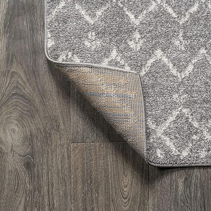JONATHAN Y Boho Vintage Diamond Gray/Ivory Round Area Rug 9 ft, Moroccan Hype for Living Room, Bedroom, Kitchen, Office, Easy-Cleaning, High Traffic, Pet-Friendly, Non-Shedding (MOH101C-9R)