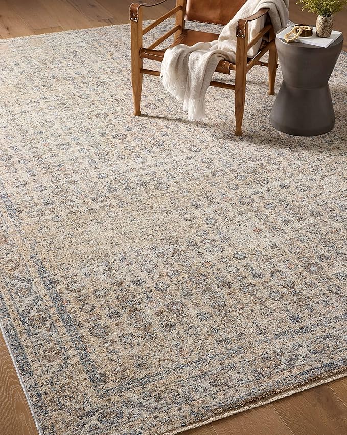 Loloi Angela Rose Blake Collection BLA-04 Beige/Denim 2'-7" x 10'-0", .25" Pile Height, Fringe, Runner Rug