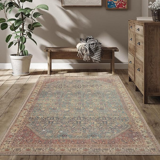 RugOver Machine Washable Area Rug, Pet-Friendly and Non-Slip Indoor Carpet for Kitchen, Bathroom, Living Room, Home Floor Decoration(Barn/Pine, 5'1" x 7'5")