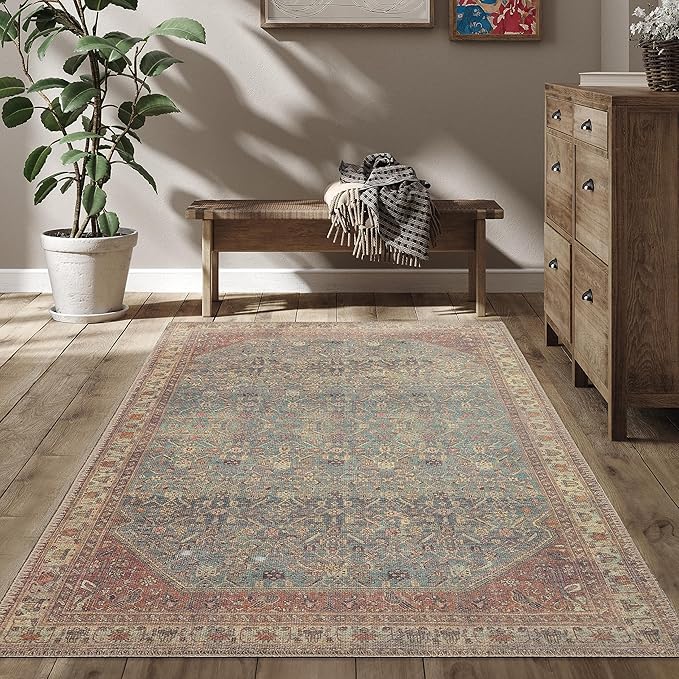 RugOver Machine Washable Area Rug, Pet-Friendly and Non-Slip Indoor Carpet for Kitchen, Bathroom, Living Room, Home Floor Decoration(Barn/Pine, 3' x 5')