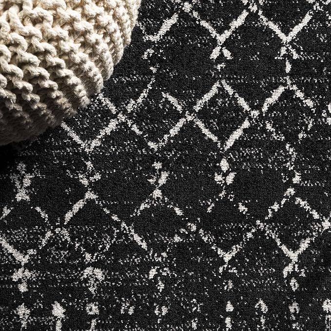 JONATHAN Y Boho Vintage Diamond Black/Ivory Runner Rug 2X14 ft, Moroccan Hype for Living Room, Bedroom, Kitchen, Office, Easy-Cleaning, High Traffic, Pet-Friendly, Non-Shedding (MOH101D-214)