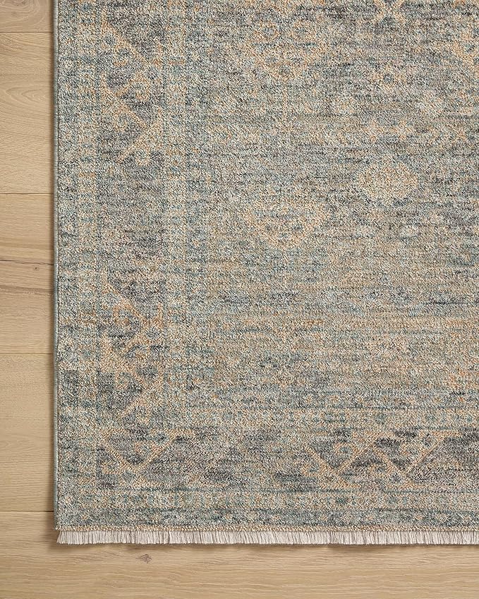 Loloi Angela Rose Blake Collection BLA-01 Sky/Beige 2'-0" x 3'-0", .25" Pile Height, Fringe, Accent Rug
