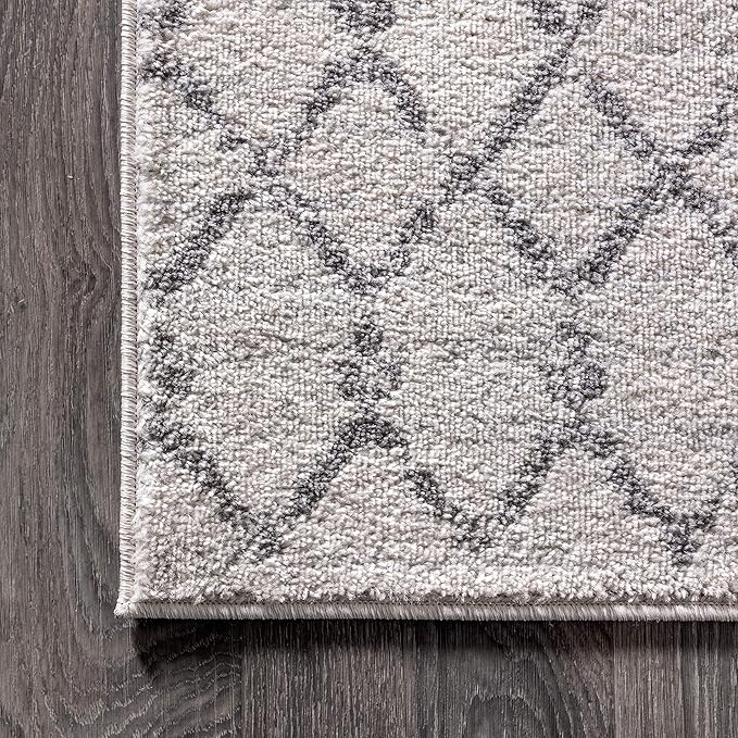 JONATHAN Y Boho Vintage Diamond Cream/Gray Square Area Rug 5X5 ft, Moroccan Hype for Living Room, Bedroom, Kitchen, Office, Easy-Cleaning, High Traffic, Pet-Friendly, Non-Shedding (MOH101B-5SQ)