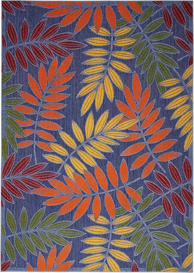 Nourison Home Aloha Navy Multicolor 3'6" x 5'6" Area Rug - Easy Clean, Non Shedding, Bed Room, Living Room, Dining Room, Kitchen (4' x 6')