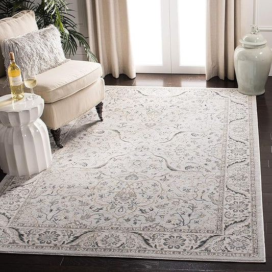 SAFAVIEH Isabella Collection Accent Rug - 3' x 5', Light Grey & Cream, Oriental Design, Non-Shedding & Easy Care, Ideal for High Traffic Areas in Entryway, Living Room, Bedroom (ISA912F)