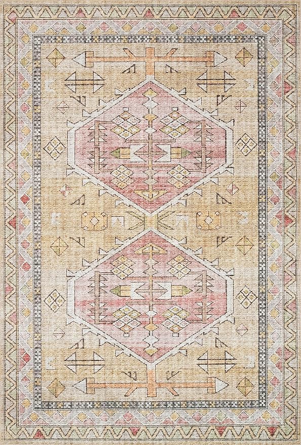 Loloi Skye Collection SKY-04 Gold/Blush 2'-6" x 12'-0" Runner Rug