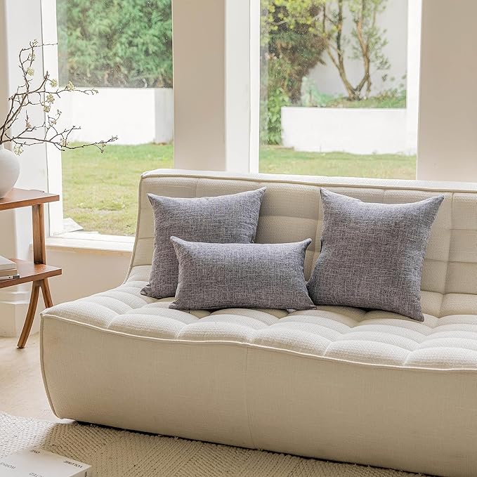 Home Brilliant 26x26 Euro Shams Set of 2 Soft and Washable Decorative Pillow Covers Farmhouse Lined Linen Grey Throw Pillow Cases for Couch Sofa and Couch, 26 x 26 Inch, Ash Grey