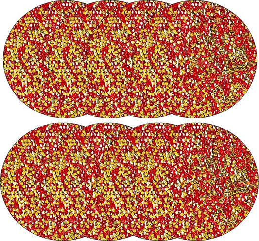 Red Placemats Red Heat Resistant Mat Crushed Diamond Decor Rhinestone Decor Fall Decorations for Home Bling Sparkly Mat 15 inch-8Pcs