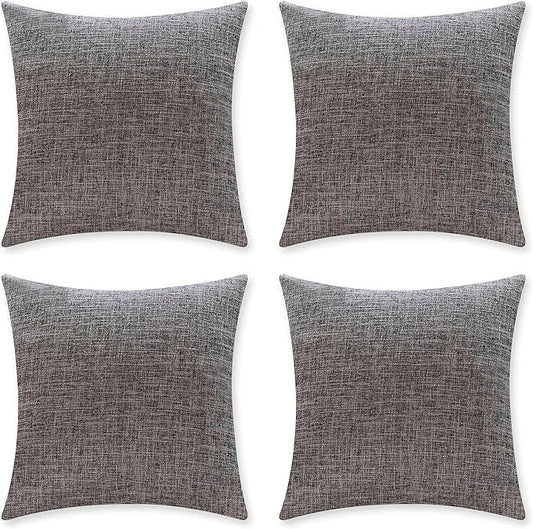 Home Brilliant Gray Pillow Covers 18x18 Inch Soft Lined Linen Throw Pillow Cases Spring Decorative Throw Pillow Covers for Couch Sofa Garden Car, Pack of 4, 18 x 18 Inch, Ash Grey