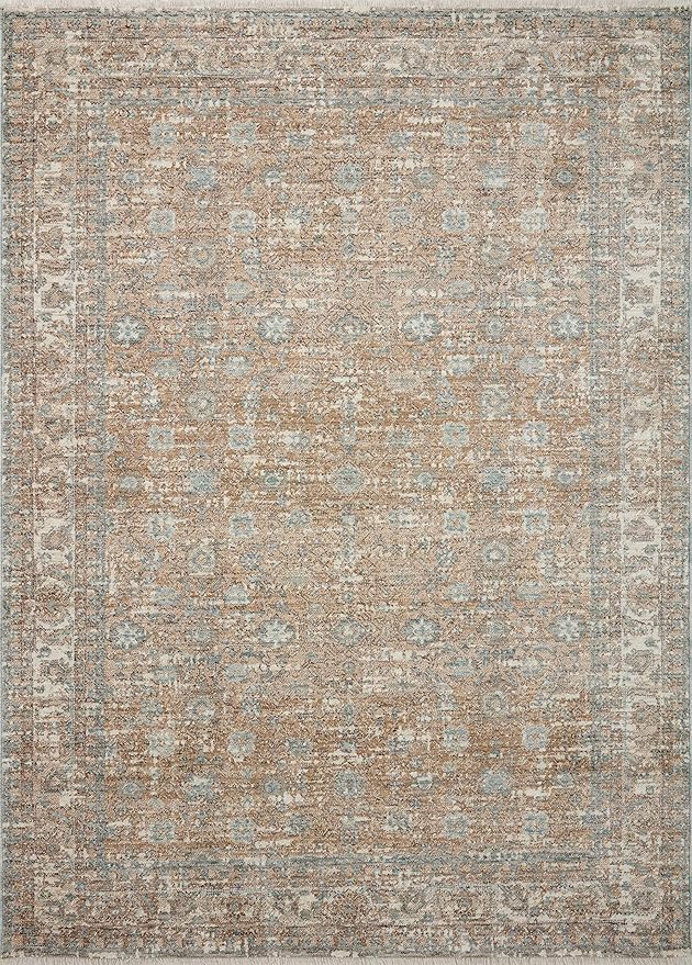 Loloi Angela Rose Blake Collection BLA-05 Sand/Sky 5'-3" x 7'-6", .25" Pile Height, Fringe, Area Rug