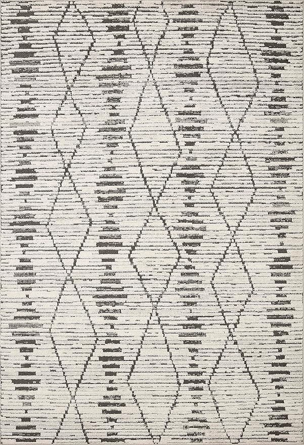 Loloi Kamala Collection KAM-02 Charcoal/Dove 4'-0" x 6'-0" Accent Rug